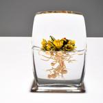 Paul J. Stankard Yellow Flowers & Root Person Upright Paperweight